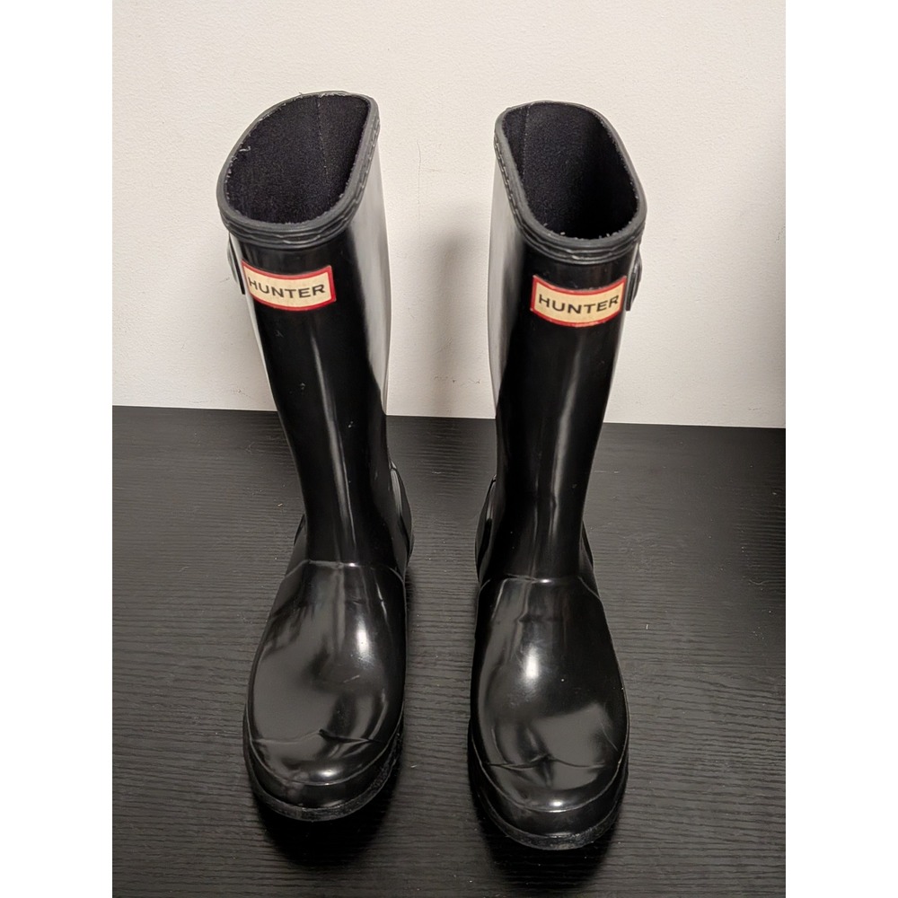 Hunter Original Kids Gloss Black Rain Boots US 3B 4G EU 34 Waterproof - Picture 5 of 13